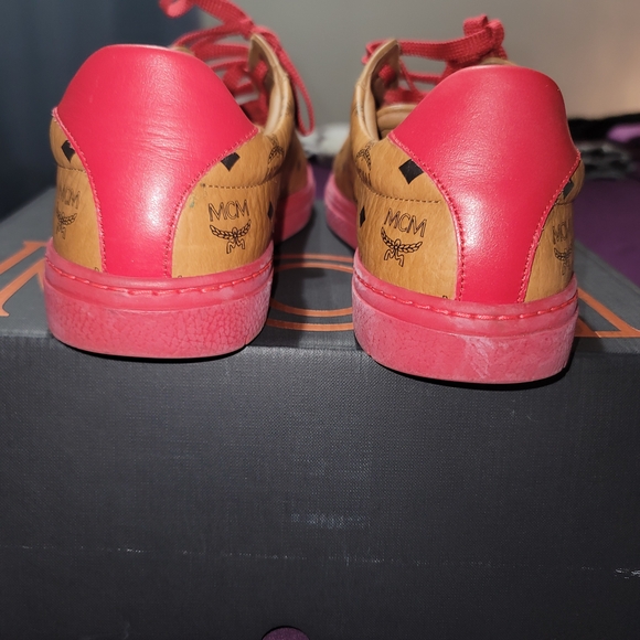 MCM Tan and Red Women's Sneakers - Picture 3 of 5